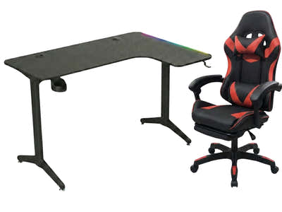 Gaming Table L2R Right 160CM & Nicola Gaming chair PVC Black+Red