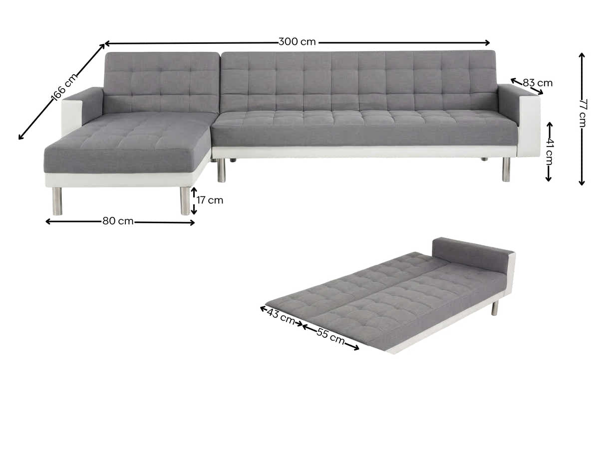 Klika Sofa Bed - Grey and White