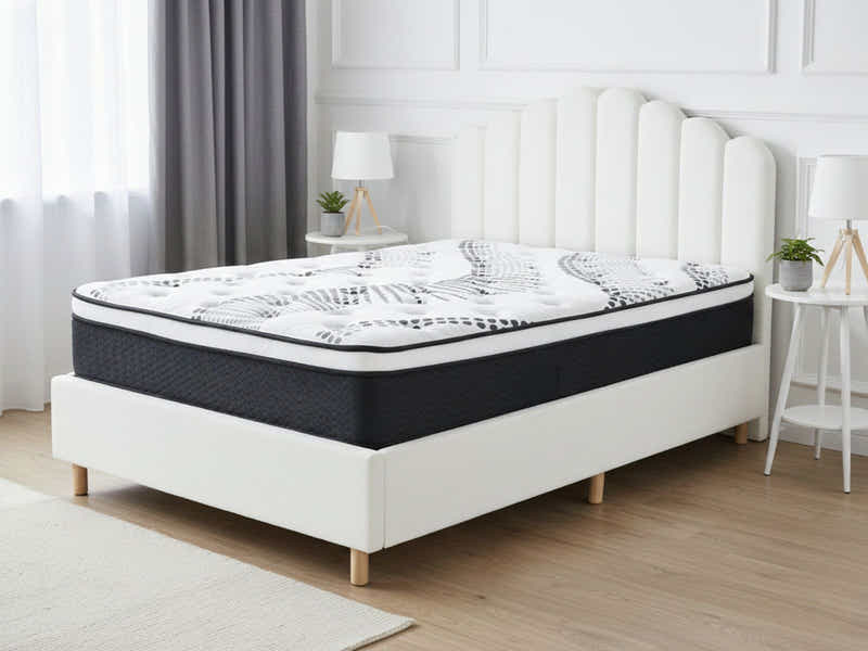 Shelley Boucle Bed Frame & Euro Top Mattress J32 - Queen (Combo)