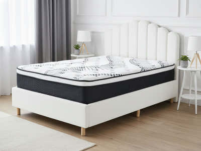 Shelley Boucle Bed Frame & Euro Top Mattress J32 - Queen (Combo)