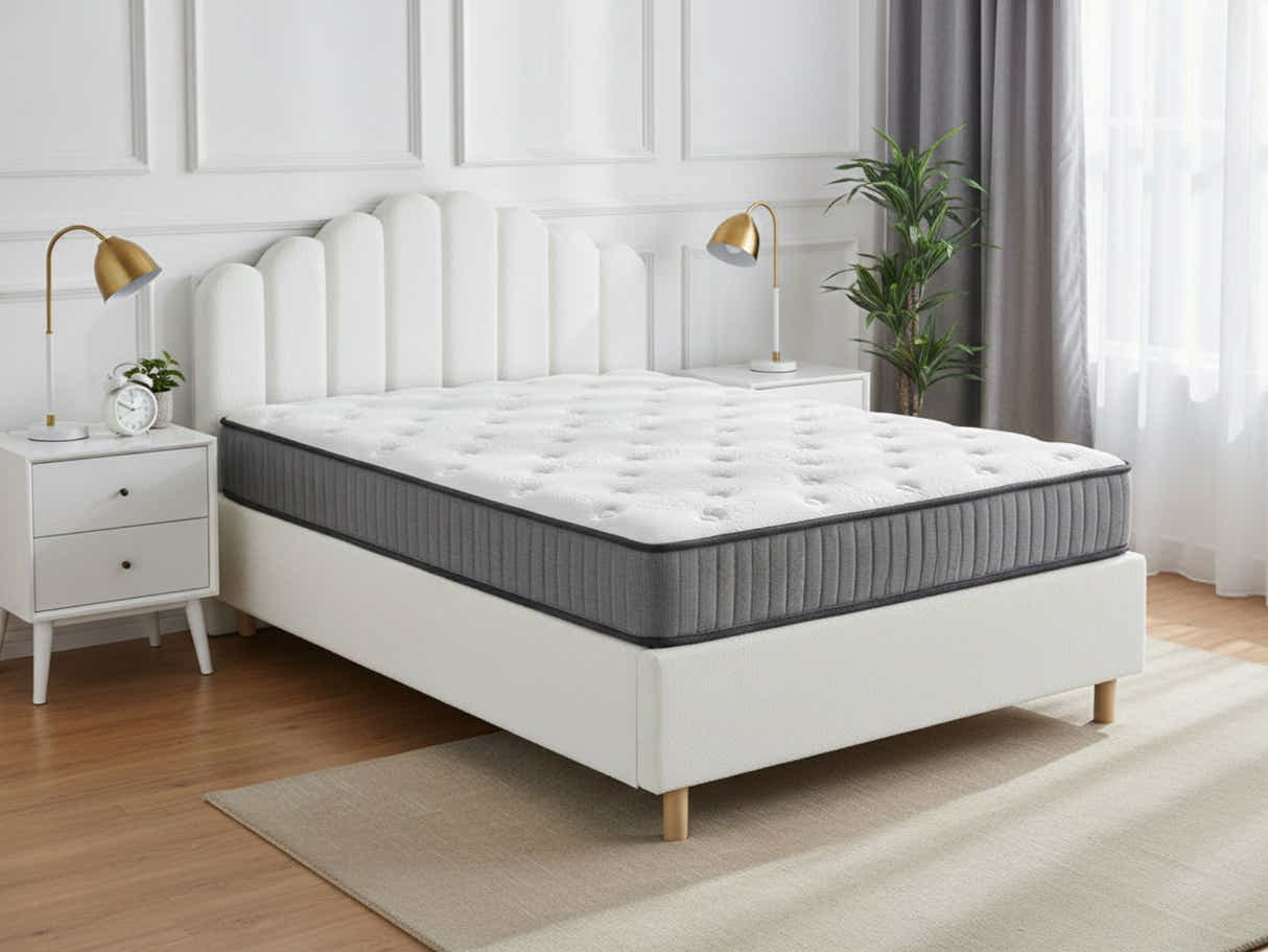 Shelley Boucle Bed Frame & FIRM23 Mattress - Queen