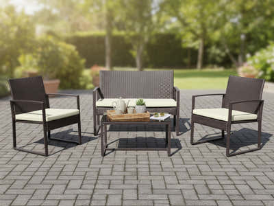 Thea 4-Piece Outdoor Set - Brown + White