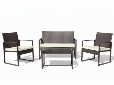 Thea 4-Piece Outdoor Set - Brown + White