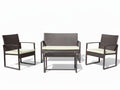 Thea 4-Piece Outdoor Set - Brown + White