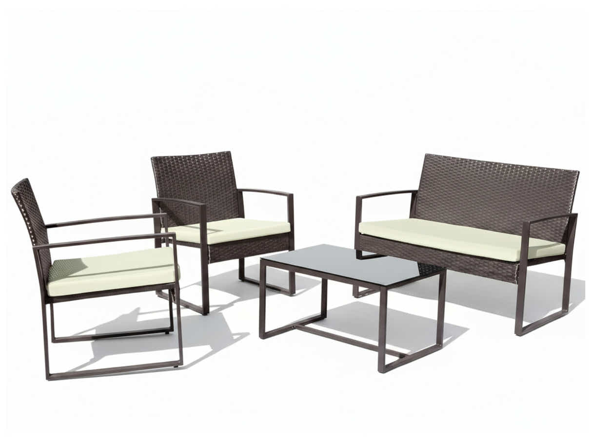 Thea 4-Piece Outdoor Set - Brown + White