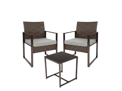 Livonia Outdoor Rattan Set - Brown & Grey