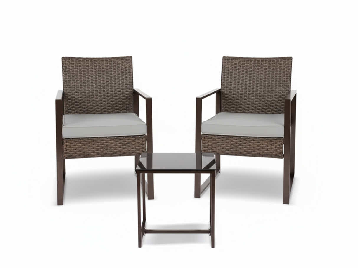 Livonia Outdoor Rattan Set - Brown + Grey
