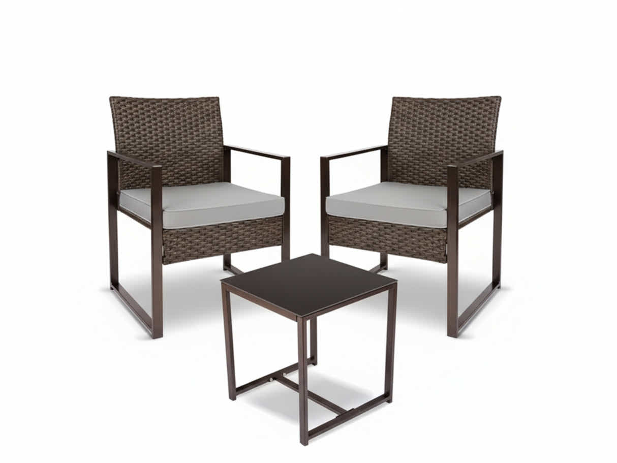 Livonia Outdoor Rattan Set - Brown + Grey
