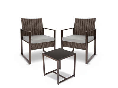 Livonia Outdoor Rattan Set - Brown + Grey