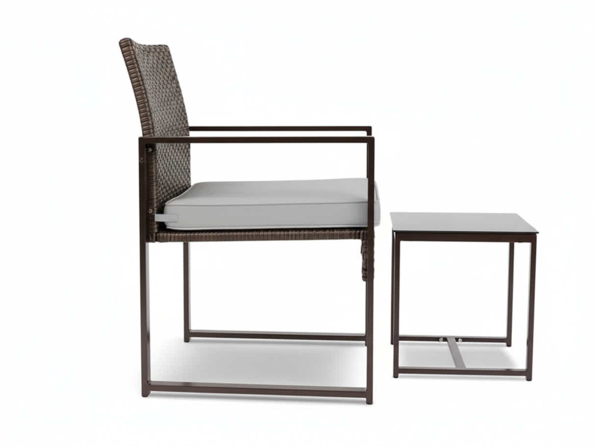 Livonia Outdoor Rattan Set - Brown + Grey