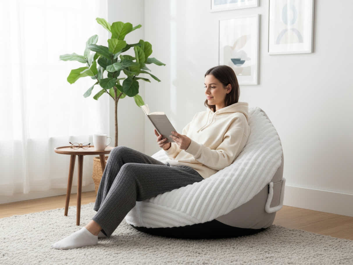 Leaf-Shaped Foam Bag Chair - White