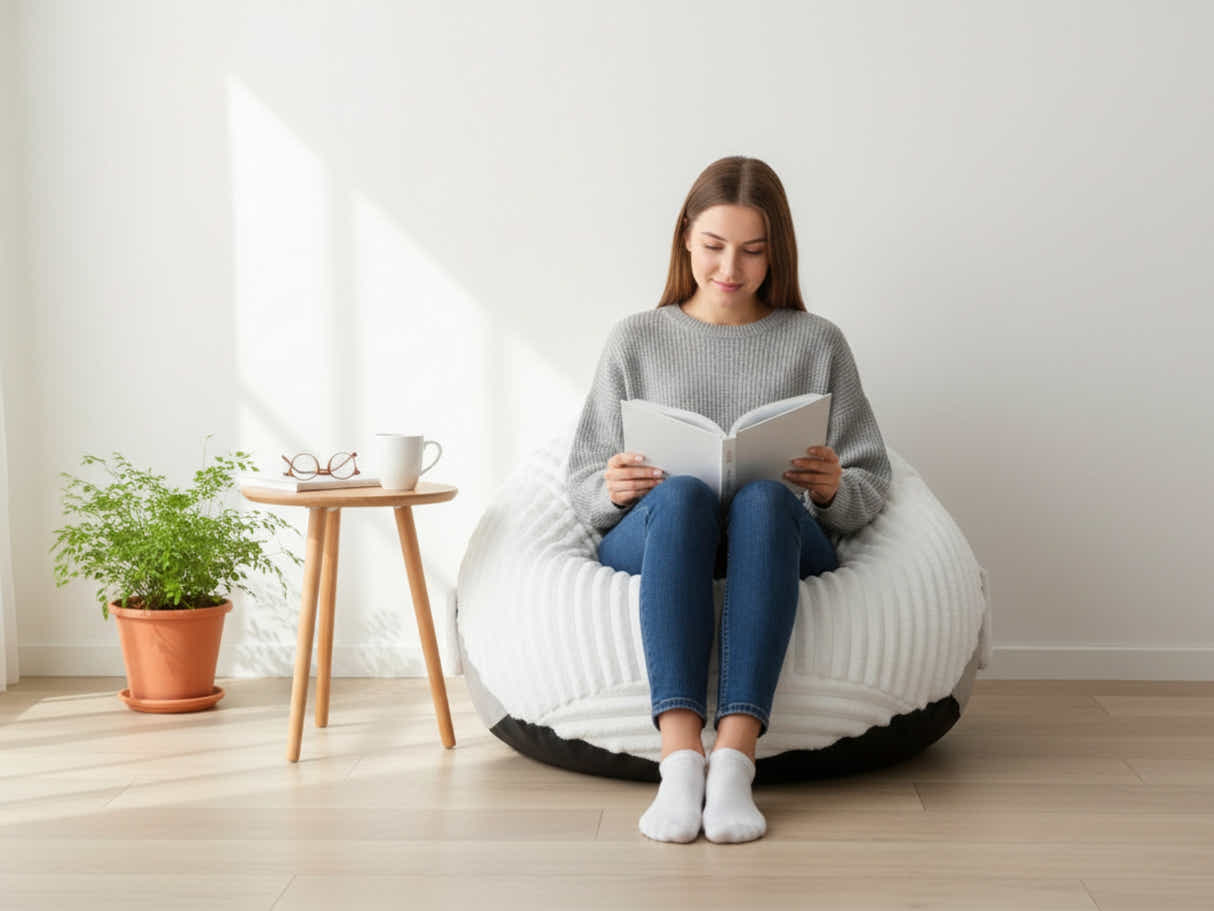 Leaf-Shaped Foam Bag Chair - White