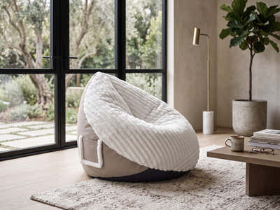 Leaf-Shaped Foam Bag Chair - White