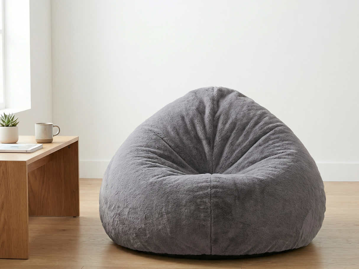 Leaf-Shaped Foam Bag Chair - Grey