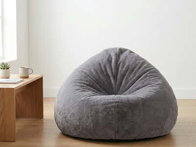 Leaf-Shaped Foam Bag Chair - Grey