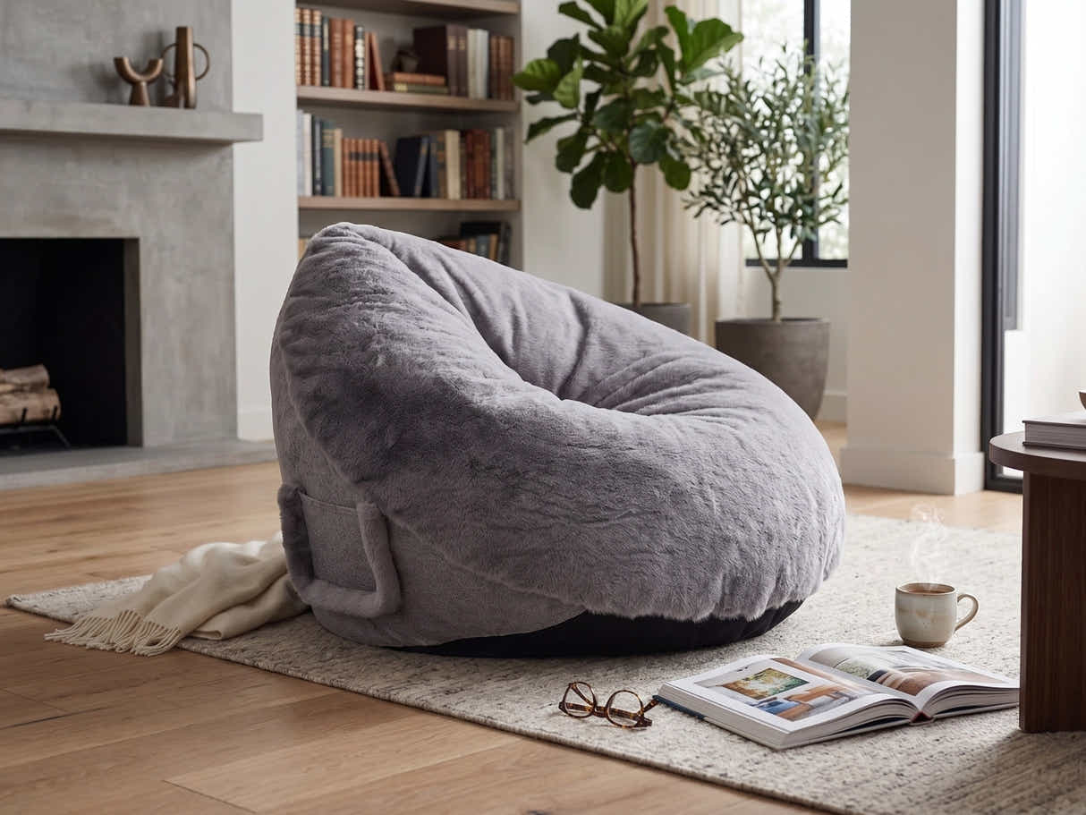 Leaf-Shaped Foam Bag Chair - Grey