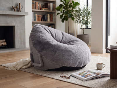 Leaf-Shaped Foam Bag Chair - Grey