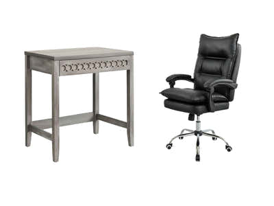 Home & Office Desk With Storage Drawer & New Markus Office Chair with Footrest PU Black (Combo)