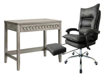 Home & Office Desk With Storage Drawer & New Markus Office Chair with Footrest PU Black
