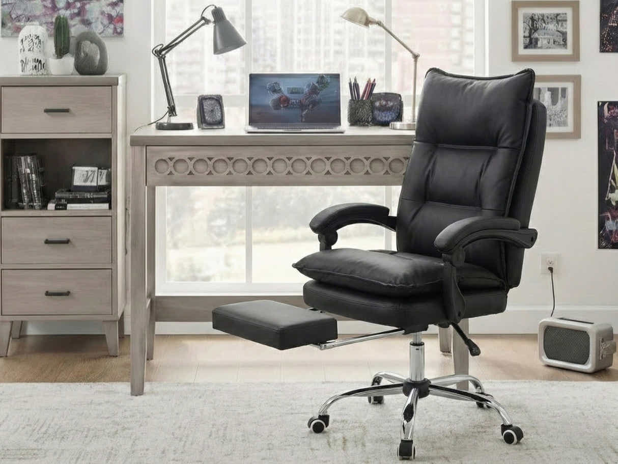 Home & Office Desk With Storage Drawer & New Markus Office Chair with Footrest PU Black