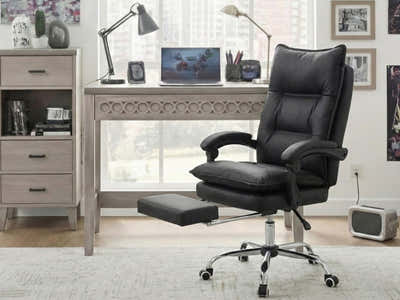 Home & Office Desk With Storage Drawer & New Markus Office Chair with Footrest PU Black