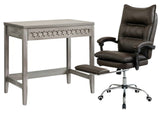 Home & Office Desk With Storage Drawer & New Markus Office Chair with Footrest PU Coffee