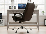 Home & Office Desk With Storage Drawer & New Markus Office Chair with Footrest PU Coffee