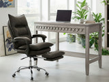 Home & Office Desk With Storage Drawer & New Markus Office Chair with Footrest PU Coffee