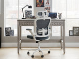 Home & Office Desk With Storage Drawer & Molina Mesh Task Chair White+Grey (Combo)