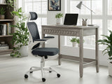 Home & Office Desk With Storage Drawer & Molina Mesh Task Chair White+Grey (Combo)