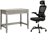 Home & Office Desk With Storage Drawer & Molina Mesh Task Chair Black+Black