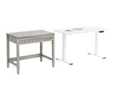 Home & Office Desk With Storage Drawer & Height Adjustable Desk Set LK All White
