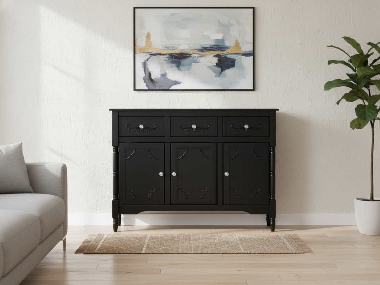 Wood Buffet Table with Drawers & Cabinets - 105 cm