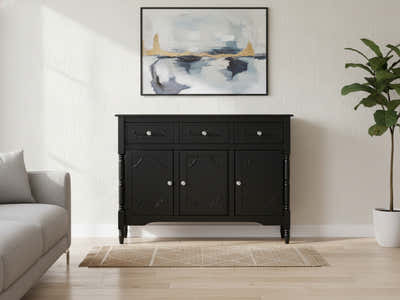 Wood Buffet Table with Drawers & Cabinets - 105 cm