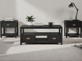 3-Piece Solid Wood Coffee Table Set - Black