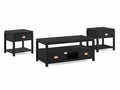 3-Piece Solid Wood Coffee Table Set - Black