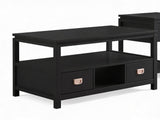 3-Piece Solid Wood Coffee Table Set - Black