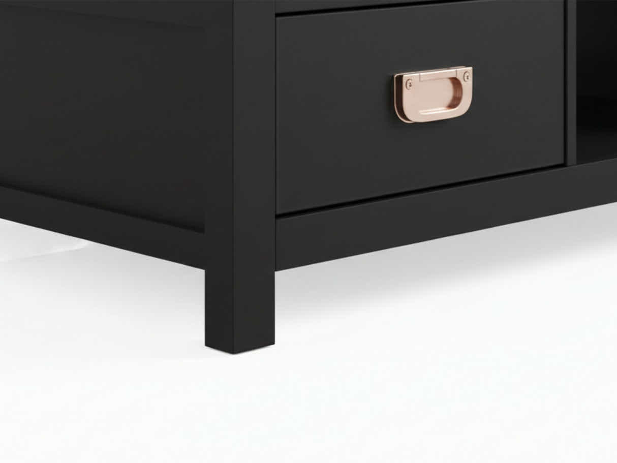 3-Piece Solid Wood Coffee Table Set - Black