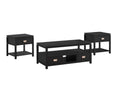 3-Piece Solid Wood Coffee Table Set - Black