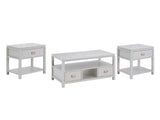 3-Piece Solid Wood Coffee Table Set - White