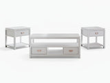 3-Piece Solid Wood Coffee Table Set - White