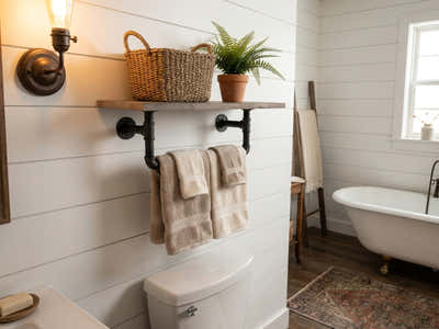 Pipe Shelf with Towel Rack