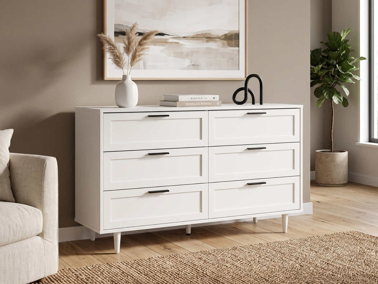 Rechteck 6-Drawer Lowboy - White