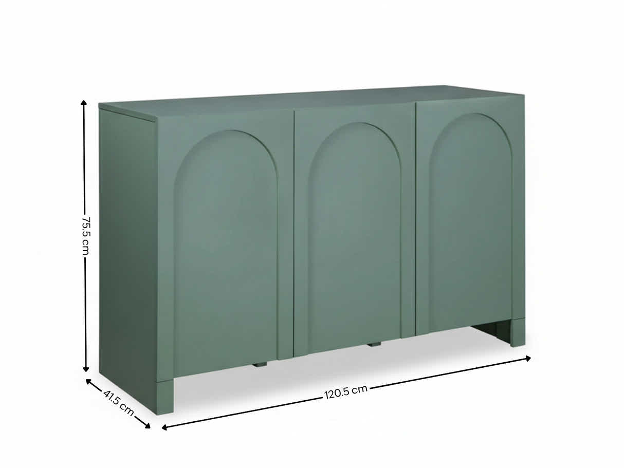 Cambre Green 3-Door Sideboard - 120 cm