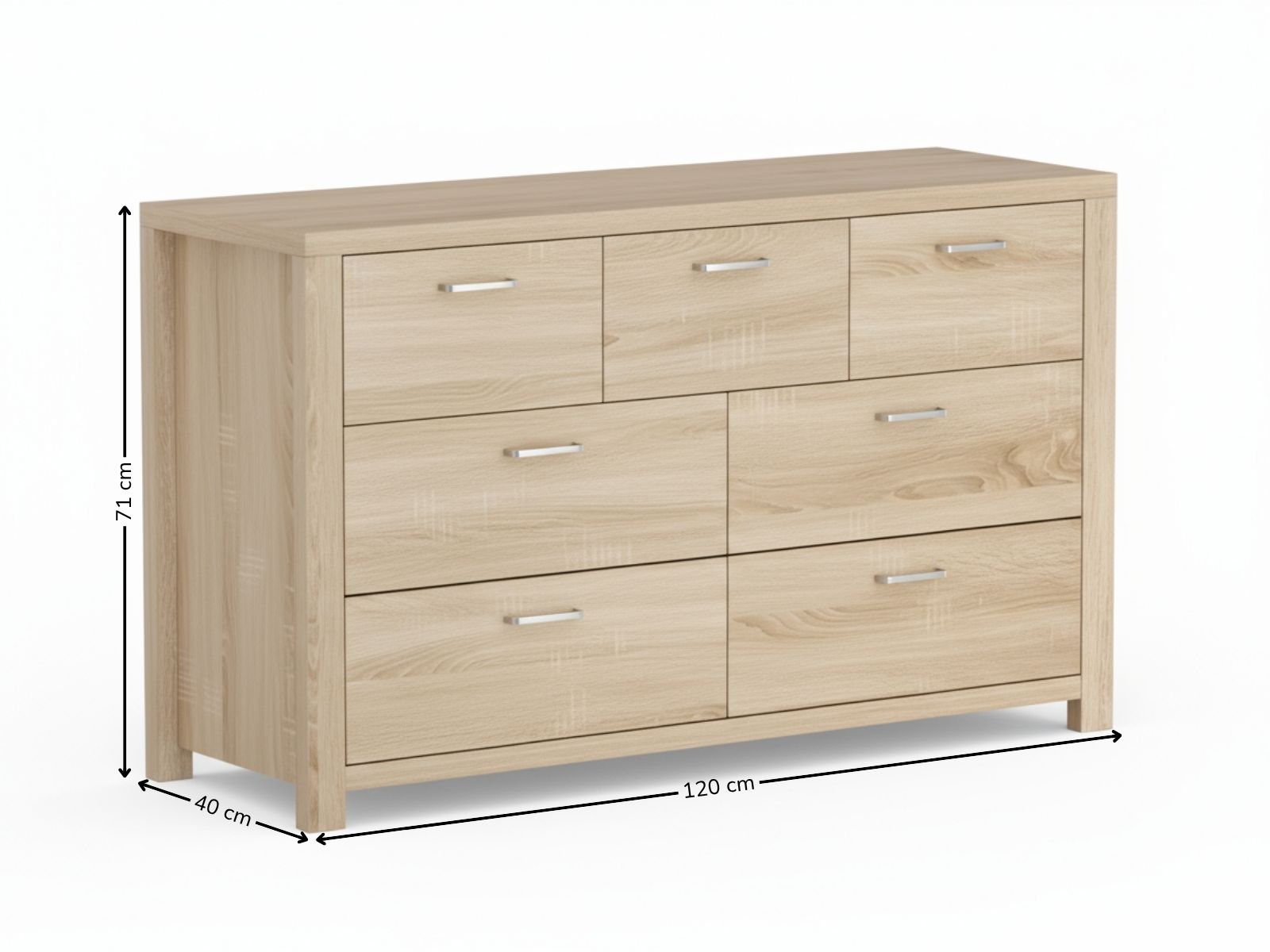Skog 7-Drawer Lowboy | 120 cm Wide Wooden Chest | TSB Living NZ