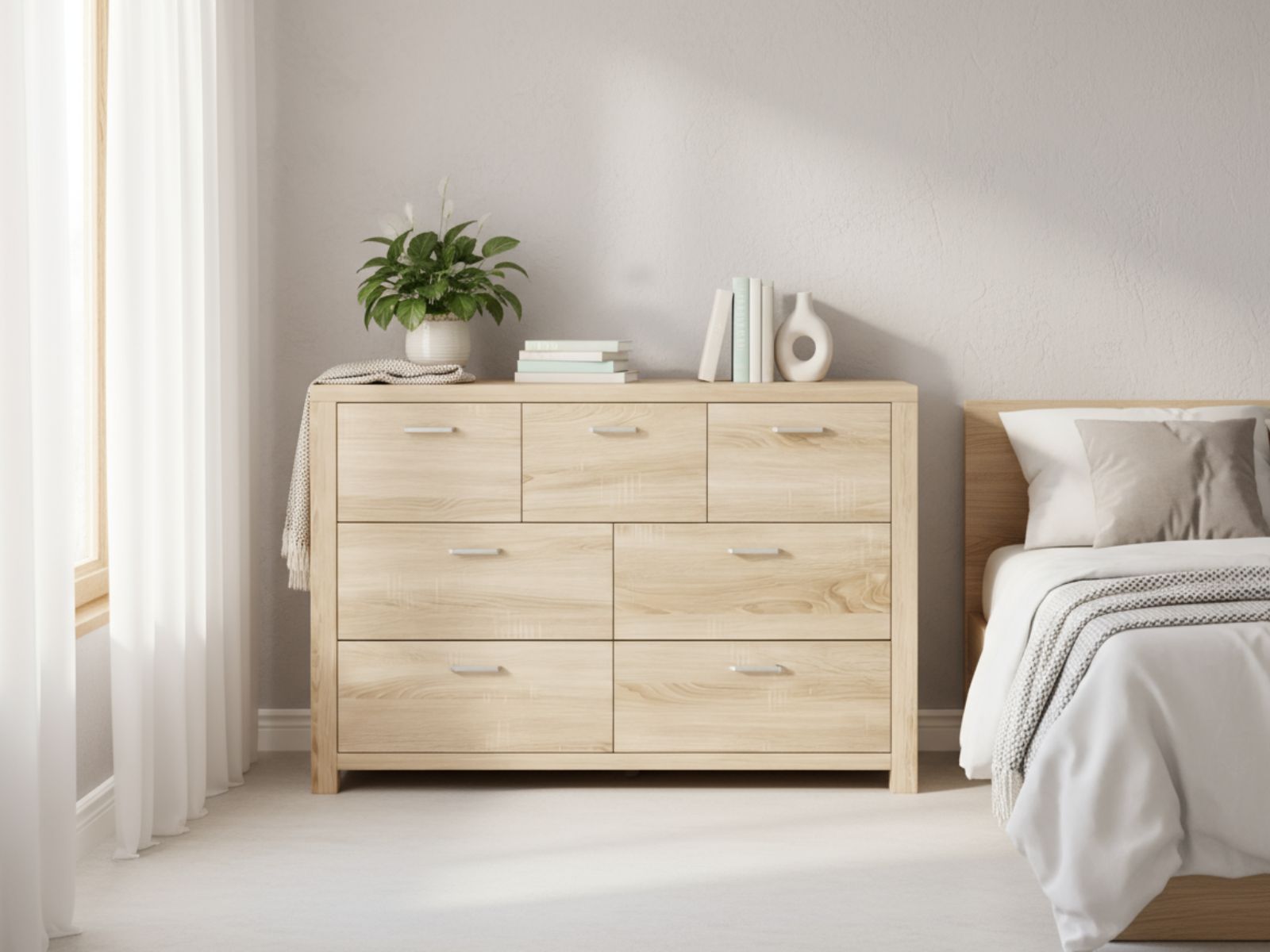Skog 7-Drawer Lowboy | 120 cm Wide Wooden Chest | TSB Living NZ