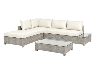 3-Piece Outdoor Sofa Set - Grey + Beige