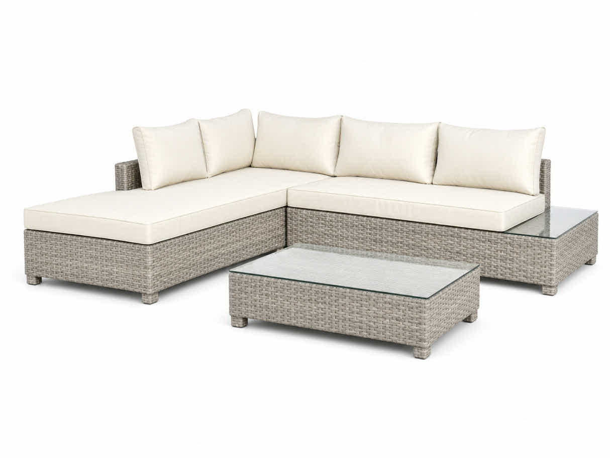 3-Piece Outdoor Sofa Set - Grey + Beige