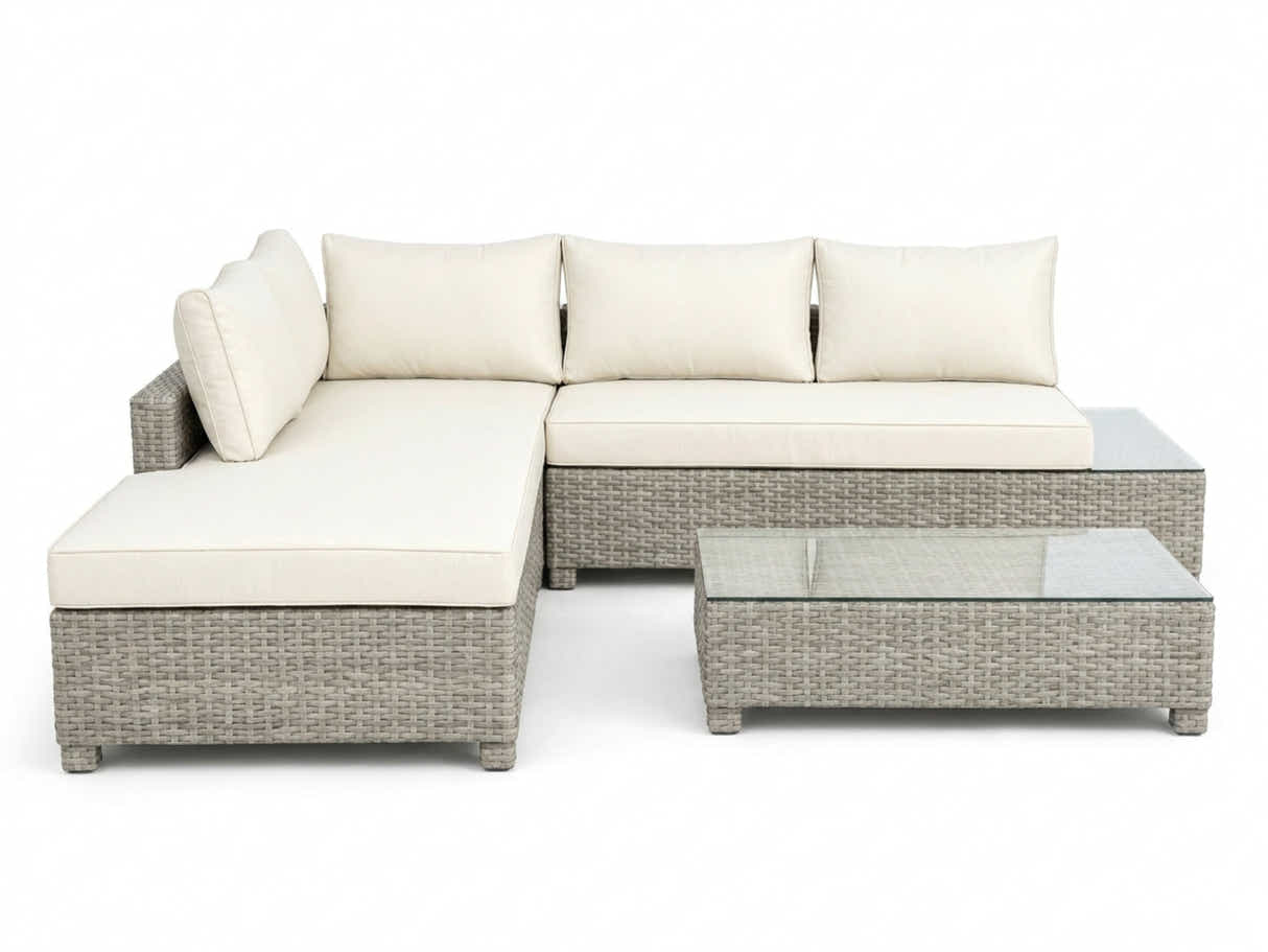 3-Piece Outdoor Sofa Set - Grey + Beige