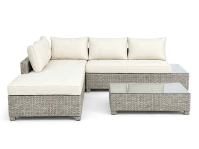 3-Piece Outdoor Sofa Set - Grey + Beige